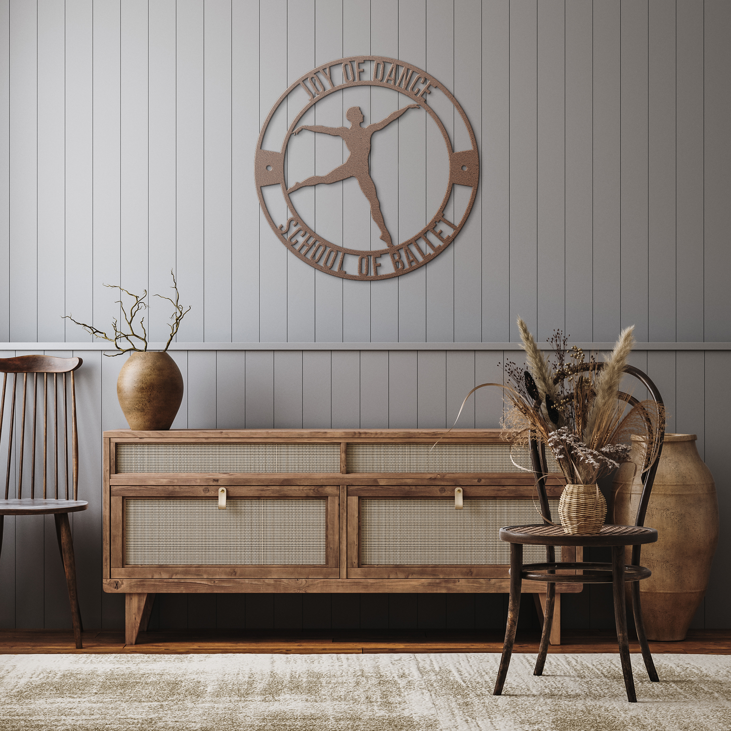 Dancer_3_Metal_Sign_Copper_Rustic_Hallway_Mockup.png