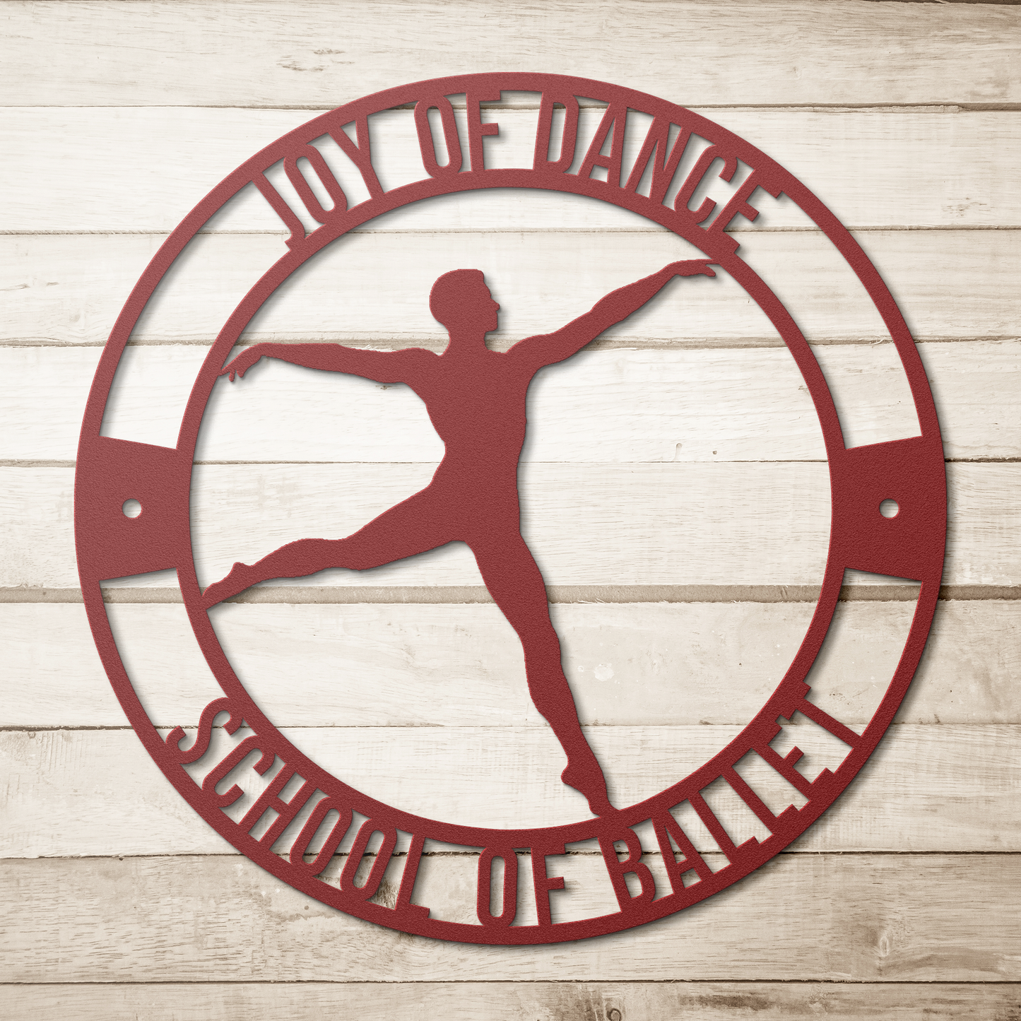 Dancer_3_Metal_Sign_Red_Simple_Wood_BKGD_Mockup.png