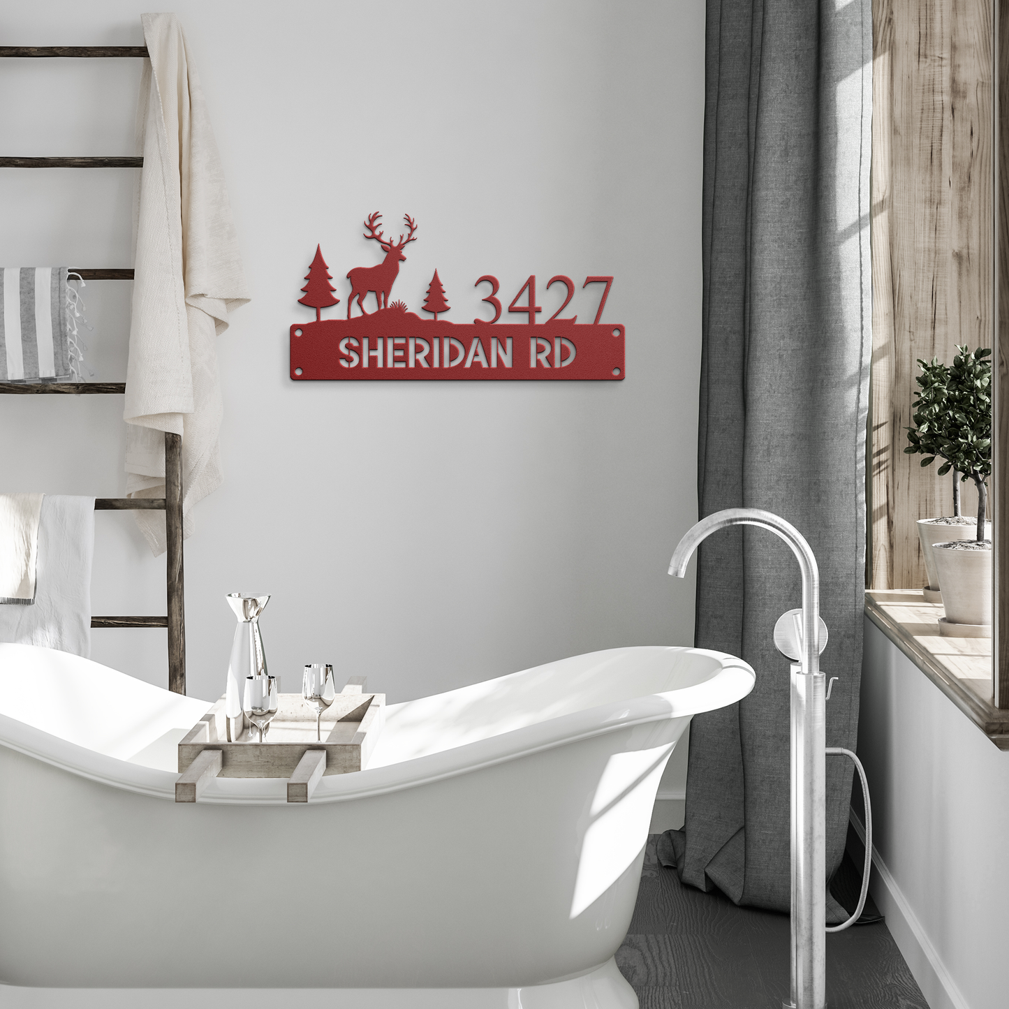 Deer_Address_Sign_Red_Modern_Bathroom_Mockup.png