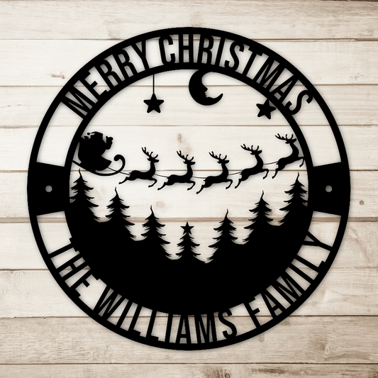 Flying Santa Metal Sign