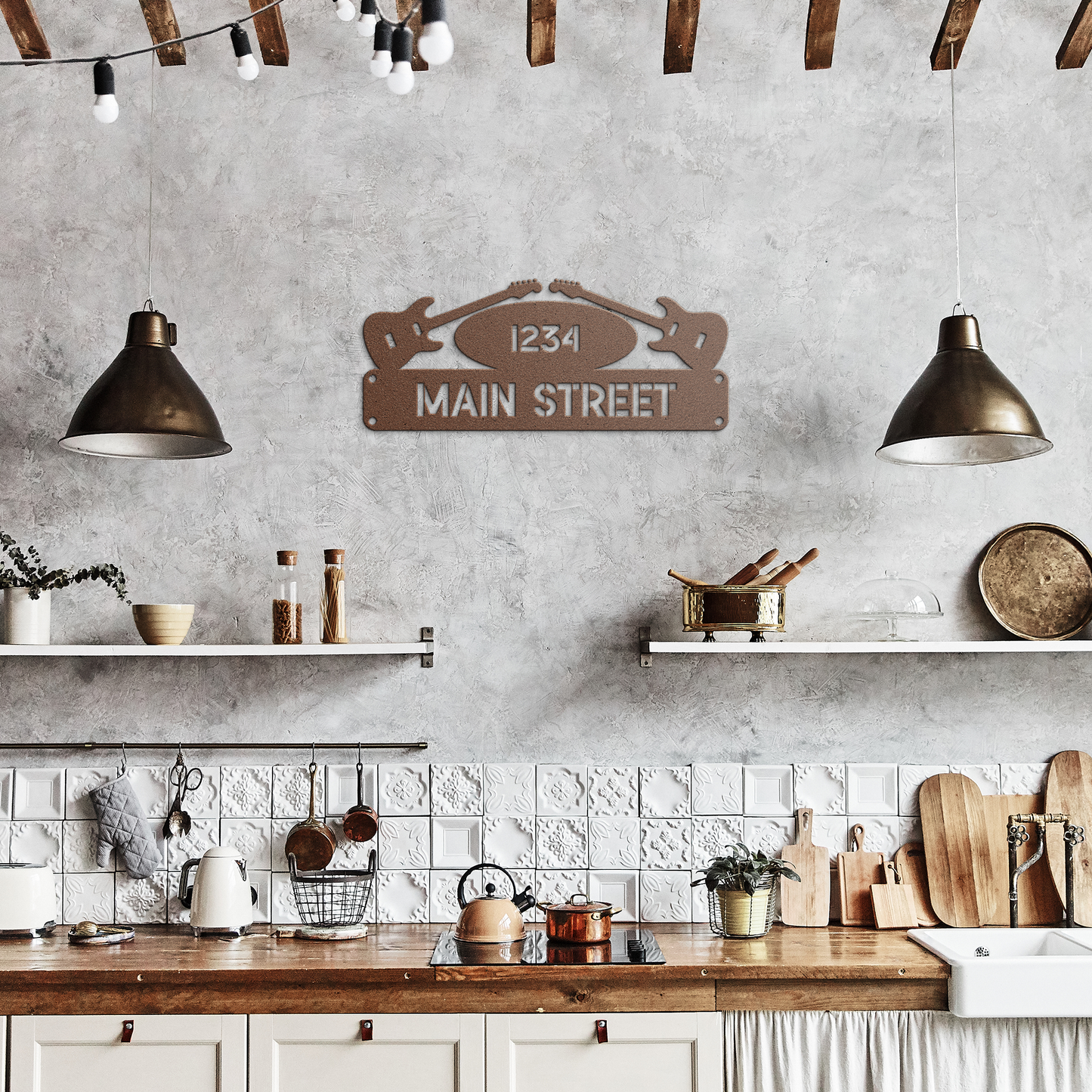 Guitar_Metal_Address_Sign_Copper_Rustic_Kitchen_Mockup.png