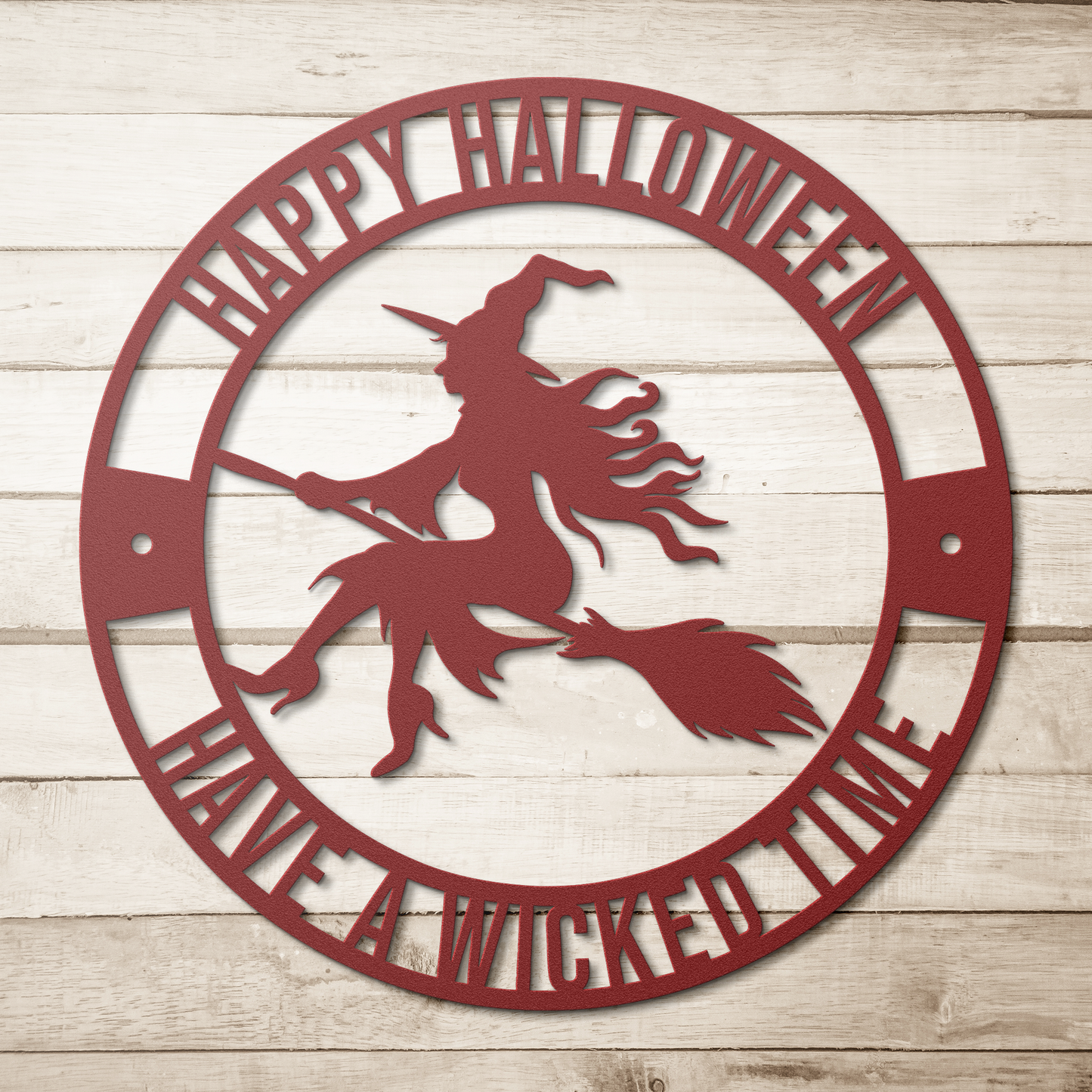 Halloween_Witch_Metal_Sign_Red_Simple_Wood_BKGD_Mockup.png