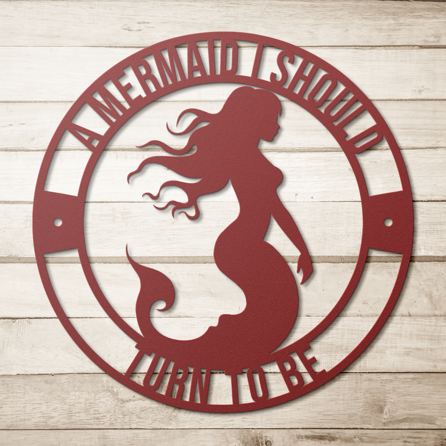 Mermaid_2_Metal_Sign_Red_Simple_Wood_BKGD_Mockup.png