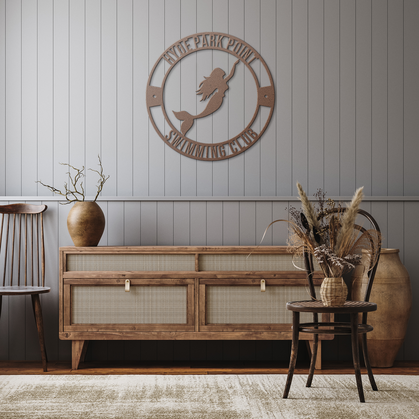 Mermaid_Metal_Sign_Copper_Rustic_Hallway_Mockup.png